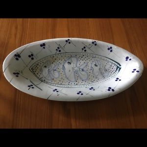 Handmade pottery fish serving platter